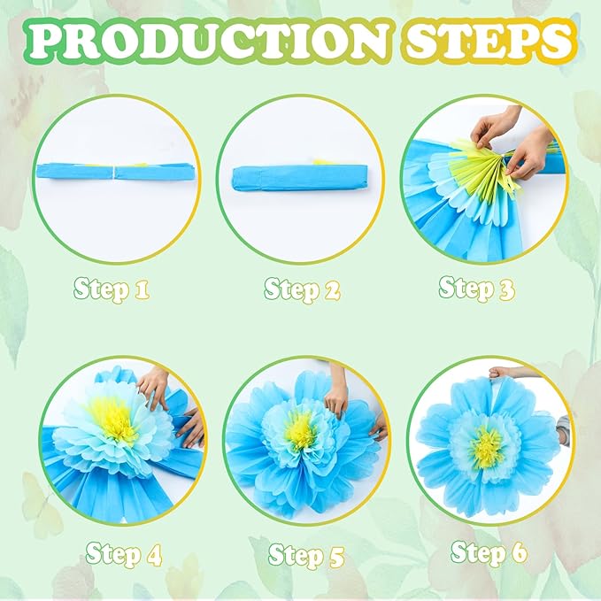Giegxin 6 Pcs 31.5" 24" Colorful Giant Paper Flower Decoration for Wall Extra Large Christmas Tissue Paper Flower Xmas Church Floral Decoration for Mexican Fiesta Wedding Bridal Shower Decor
