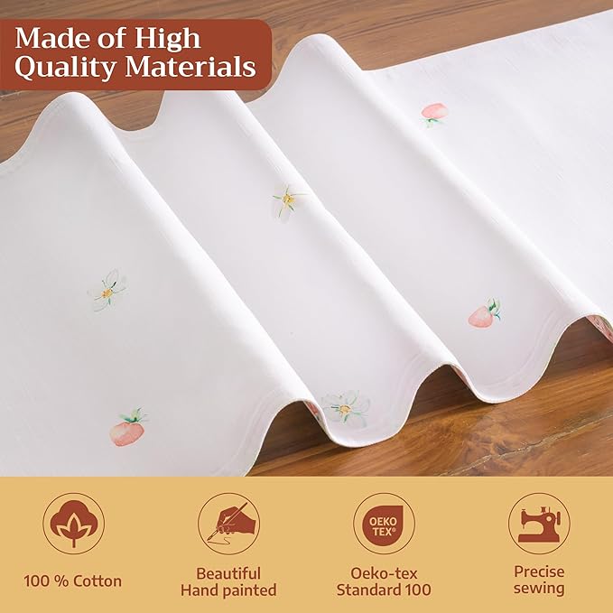 Maison d'Hermine Table Runner 100% Cotton Single Layer Table Runners 72 inches Long Decorative for Home Kitchen Dining Party Baby Shower Wedding Bridal Shower Spring Summer (Bunny Party,14.50"x72")