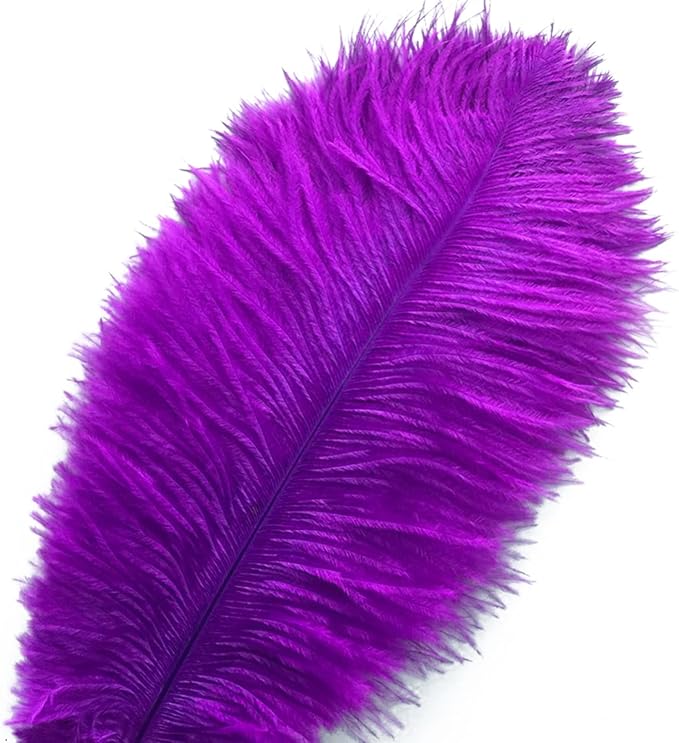 Piokio 10 pcs Natural Purple Ostrich Feathers 14-16 inch(35-40 cm) Bulk for DIY Halloween Decorations, Wedding Party Centerpieces, Gatsby Decorations