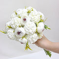 Zerzsy Artificial White Peony Flower Bouquet with Green Leaves Stem, Silk Flowers Bouquet Fake Peonies Flower Arrangements Vase Decorating for Centerpiece Table Wedding Party Home