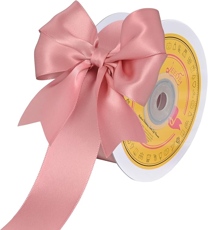 Double Face Dusty Pink Satin Ribbon 1-1/2 inch X 25 Yards Polyester Dusty Pink Ribbon for Gift Wrapping Very Suitable for Weddings Party Hair Bow Invitation Decorations and More