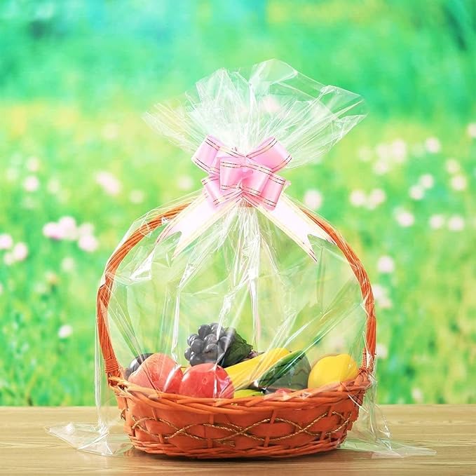 JOYIT 50' Long X 35” Wide Clear Cellophane Wrap Roll - 3 Mil Thicker Cellophane Roll, Clear Bags for Gifts Baskets Wrap, Flower Arts Crafts Food Treats Wrapping