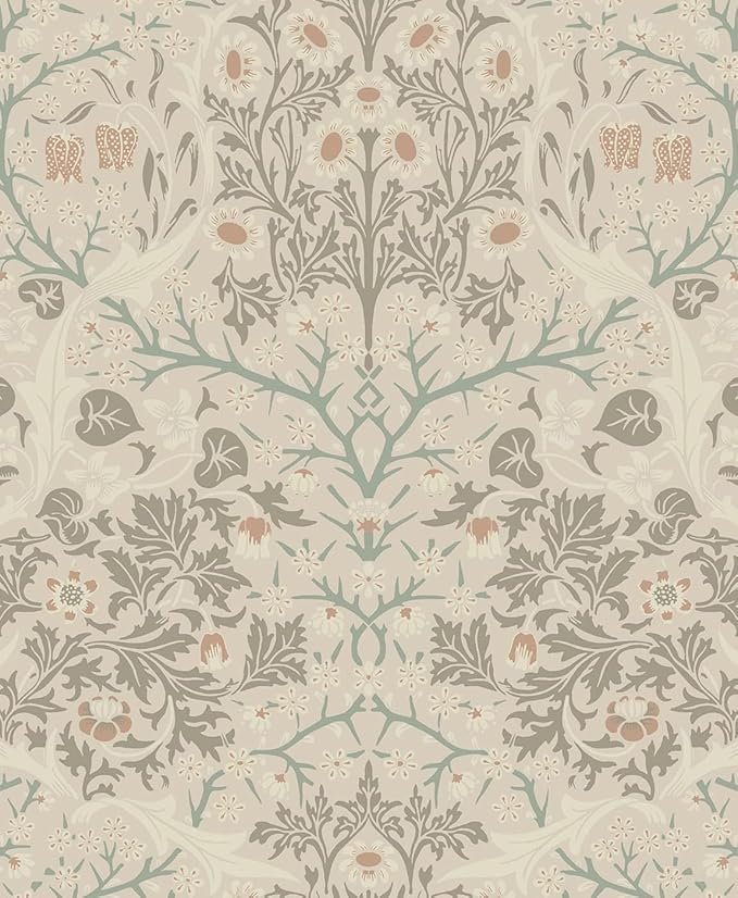 NextWall Seabrook Designs Victorian Garden Floral Vintage Prepasted Wallpaper (Lunar Rock & Clay)