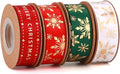 4 Rolls 20 Yards 5/8 Inch Christmas Candy Peppermint Ribbon Red and White Stripe Cotton Ribbons for Gift Wrapping, Wreath,Tree Decoration, Outdoor Deco (Gold foil Printed)