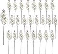 24 Pack Christmas Glitter Berries Stems, 8.66 Inch Artificial Christmas Tree Picks,Holly Berry DIY Xmas Wreath, Crafts, Holiday Clearance and Home Decor, Milk White