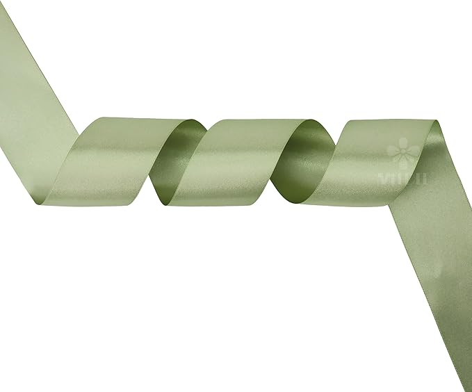 MEEDEE Spring Moss Satin Ribbon 2 Inch Spring Green Ribbon Lux Double Faced Ribbons by 25 Yards Silk Satin Ribbons for Gift Wrapping, Weddings, Flower Bouquet, Holiday Decorating