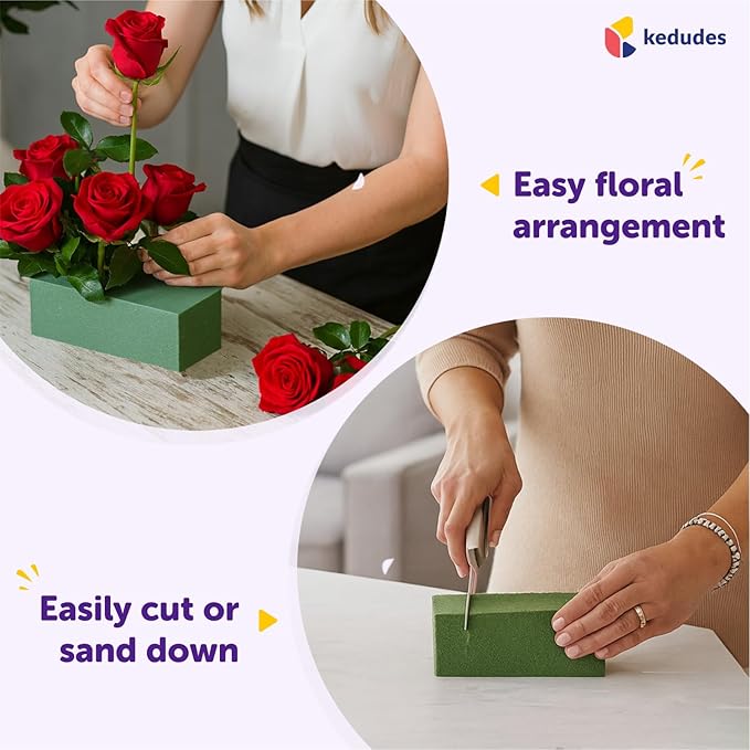 Premium Dry Floral Foam Blocks (3ct) - Green Foam for Flower Arrangements - Styrofoam Block for Artificial Flowers and Plant Decoration, Great for Crafts, Green Foam Bricks, Florist Foam Brick/Block