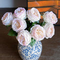 Light Pink 4pcs Fake Flowers for Decoration Home Decor Real Touch Artificial Flowers Austin Rose Peony Latex Fake Flower Living Room Decoration Vivid Pink Roses Peonies(Pink Edge 4pcs)