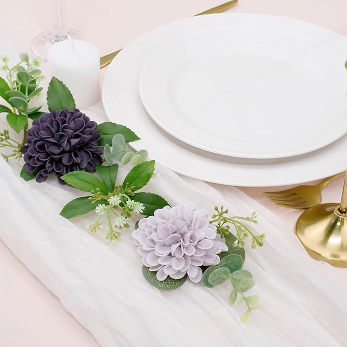 Artificial Flowers, 25pcs Realistic Artificial Rose for DIY Wedding Bouquets Centerpieces Arrangements, Dark Purple and Light Purple Dahlia Flowers with Stem for Bridal Shower Party