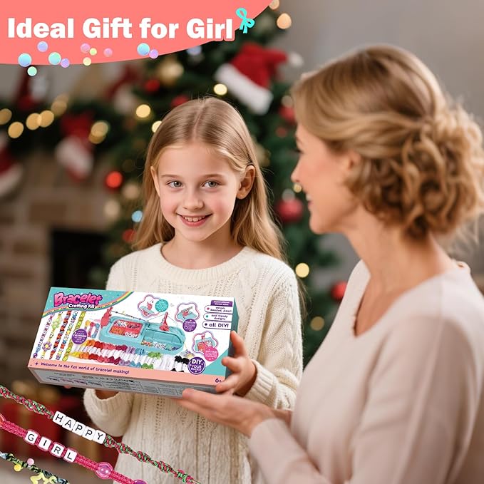 IFLOVE Arts and Crafts for Kids Ages 8-12,Friendship Bracelet Making Kit for Girl,DIY Arts and Crafts Maker for Kids,Jewelry Making Kit Christmas Gifts for Ages 6 7 8 9 10 11 12 Year Old (Blue/Pink)