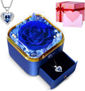 Christmas Birthday Gifts for Women,Preserved Blue Rose with I Love You Necklace,Preserved Flowers Gifts for Mom Girlfriend Women Wife Gifts Idea on Birthday Anniversary Christmas Valentines Day