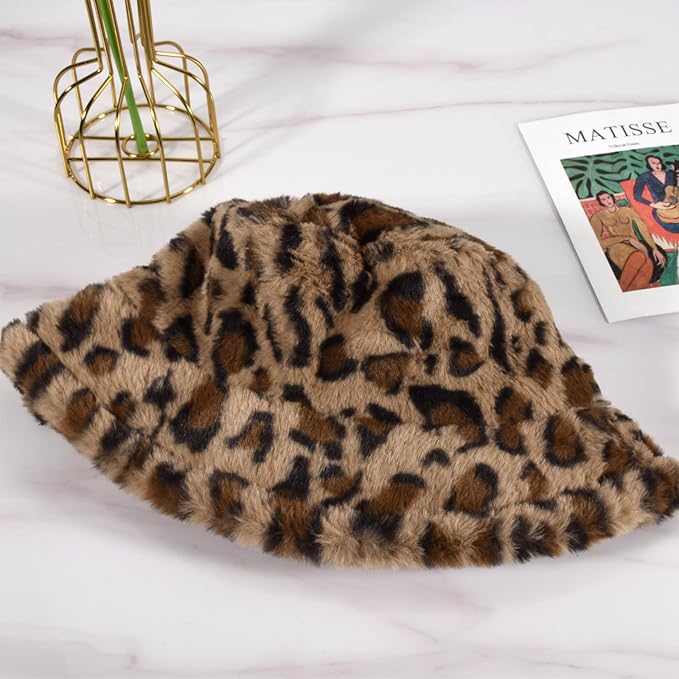 Winter Soft Faux Fur Plush Bucket Hat, Lovely Fisherman Cap, Fashion Outdoor Thick Warm Sun Cap for Women