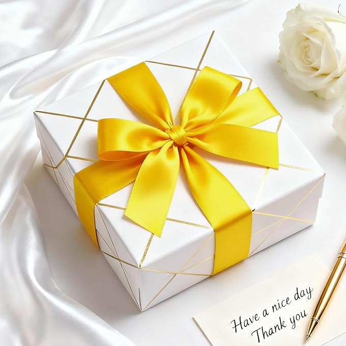 1-1/2" x 50 Yards Satin Ribbon - Yellow Silk Ribbon with Spool - Ideal for Gift Wrapping, Floral Bouquets, Crafts, Wedding Party Decorations, Christmas and Sewing Projects