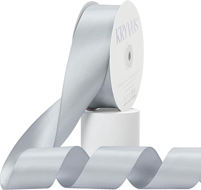 Silver Gray Satin Ribbon, Double Faced 2 Inch X 50 Yards Silver Gray Ribbon, Premium Satin Ribbon for Gift Wrapping, Crafts, Hair Bow Making, Sewing, Flower Bouquet, Wedding Party Decor