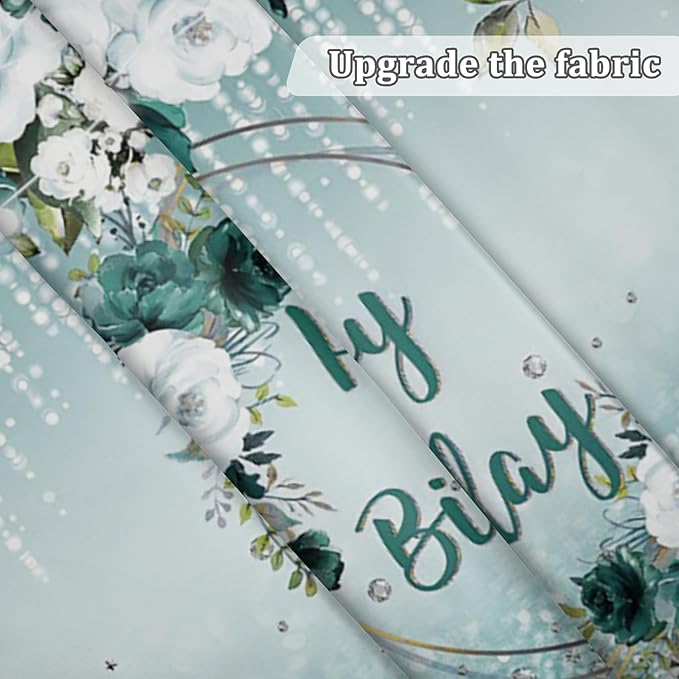 Renaiss 5x4ft Floral Happy Birthday Backdrop for Woman Fabric Green White Flowers Blooming Flower Photography Background Shinning Diamond Photo Backdrops for Birthday Party Supply