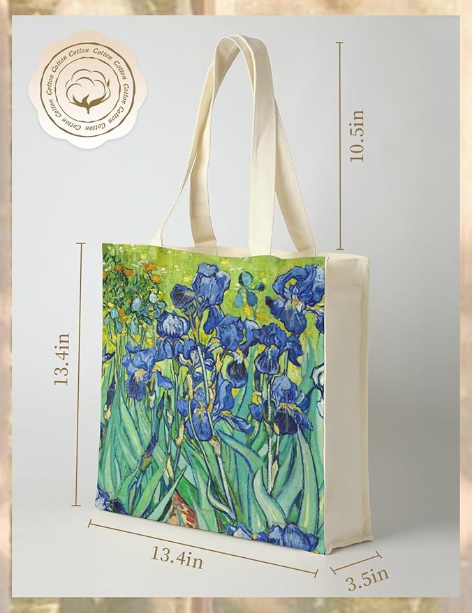 AUSVKAI Canvas Tote Bag Aesthetic for Women, Cute Reusable Bags with Pockets & Snaps for Beach Shopping College Gym Grocery