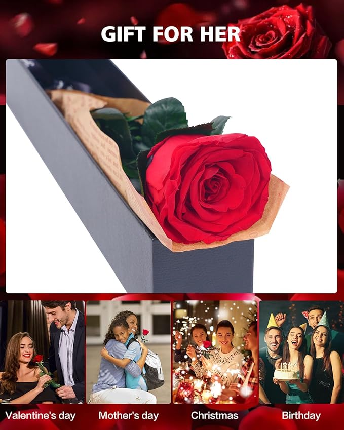 Flowers for Delivery Prime Gifts for Women: Preserved Rose Gifts for Mom Wife Grandma Birthday Single Rose Red