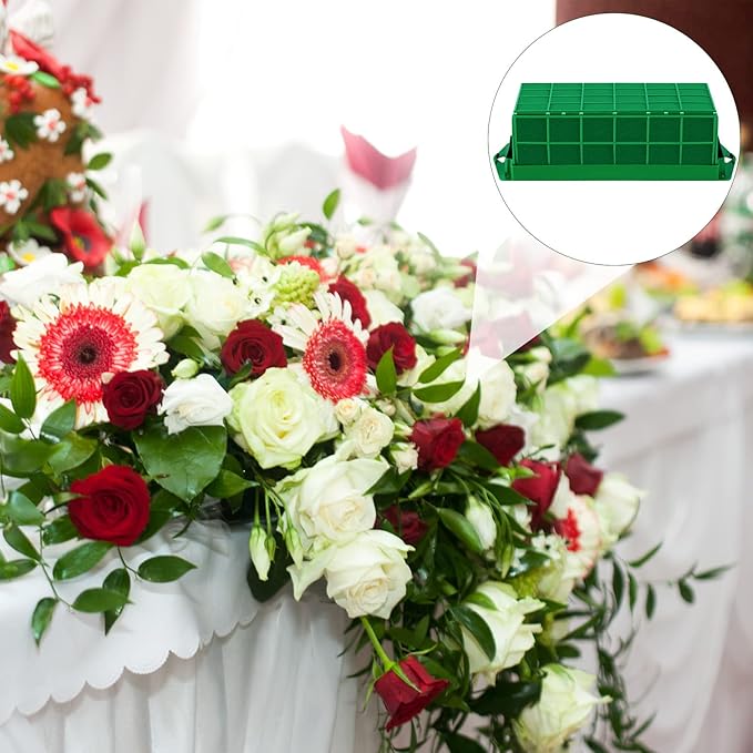 6 Packs Floral Foam Cage Rectangle Flower Cage Holders with Floral Foam Flower Arrangement Supplies for Fresh Flowers, Home Wedding Decorations, 11.8 x 4.3 x 3.1 Inches