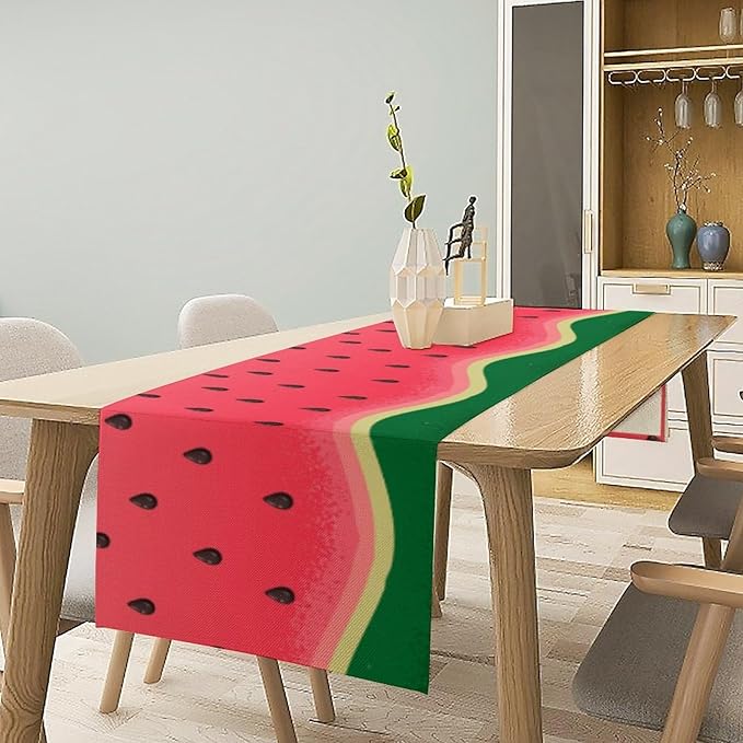 Watermelon Table Runner,Summer Fruit Tropical Birthday Party Decorations Dining Room Home Kitchen Table Decor 13 x 108Inches