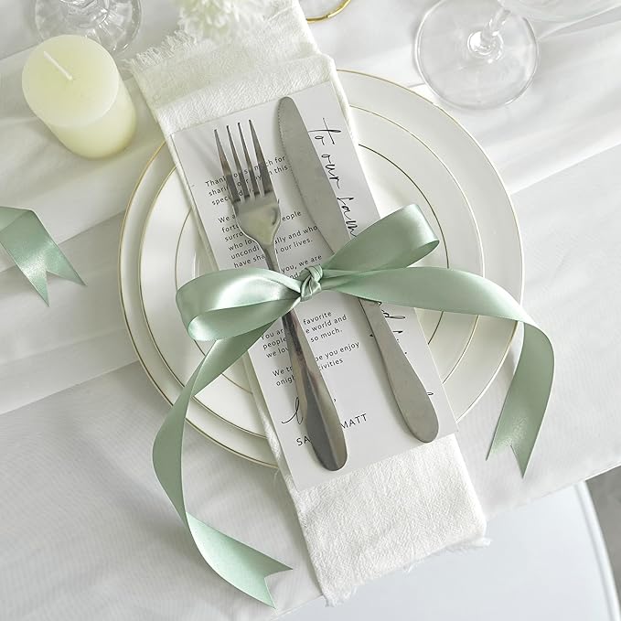 MEEDEE Sage Green Ribbon 1 Inch Sage Green Satin Ribbon Lux Double Faced Satin Ribbons by 50 Yards Polyester Green Wrapping Ribbons for Crafts, Weddings, Flower Bouquet, Holiday Decorating