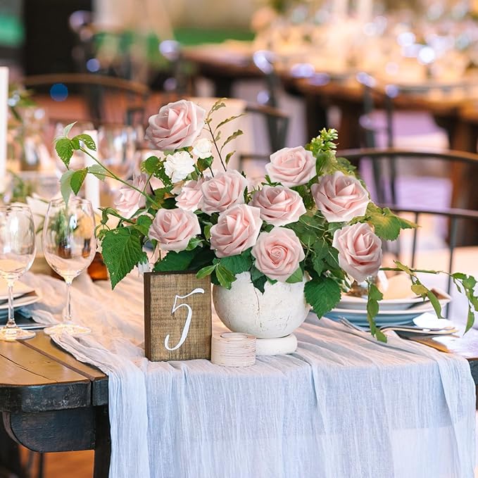 JOYLEX Artificial Flowers Realistic Roses, Real Looking Fake Roses with Stem for DIY Wedding Bouquets Centerpieces Bridal Shower Party Home Romantic Decorations (Light Pink, Regular 3" - 200pcs)
