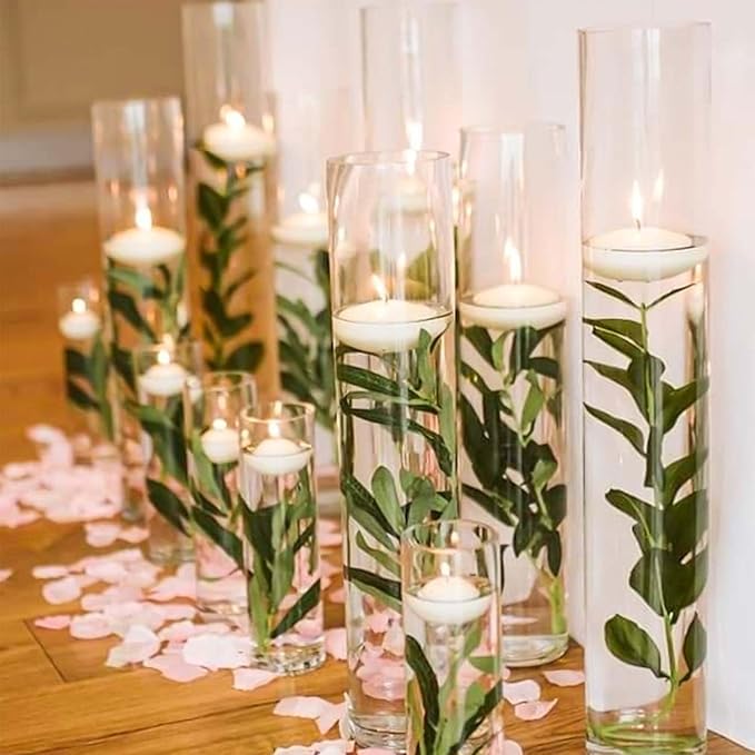 6 Pack Glass Cylinder Vases 16 Inch Tall Clear Flower Vase for Centerpieces, Hurricane Floating Candle Holder Wedding Decorations, Floral Vase Bulk for Table Shelf Party Home Deco (16 x 3.35 Inch)
