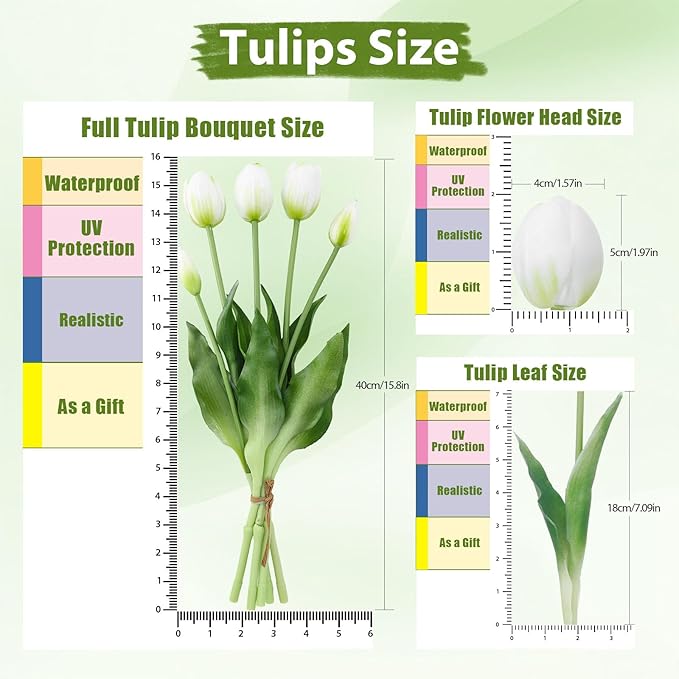 15 Pcs Artificial Flowers Tulips Real Touch Latex Plastic Soft Faux Bouquets for Party, Wedding, Home, Room, Garden Decor (Fall Purple)