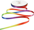 MEEDEE Rainbow Ribbon 3/8 inch Rainbow Thin Ribbon Color Satin Ribbons for Crafts Gift Ribbons for Gift Wrapping Birthday Party Pride Party Wedding Decorating - 50 Yards