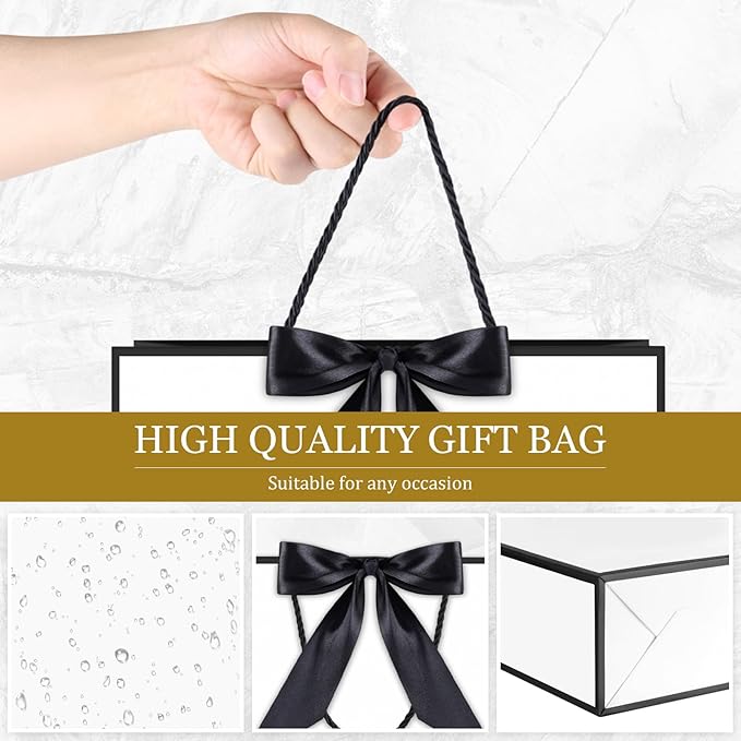 JMANNI Gift Bag, 1PCS Gift Bags Large with Ribbon and 1 Greeting Cards 2 Tissue Paper, Portable Paper Gift Bag with Handles, Birthday Gift Bags,Present Bags for Wedding Party Mothers Day