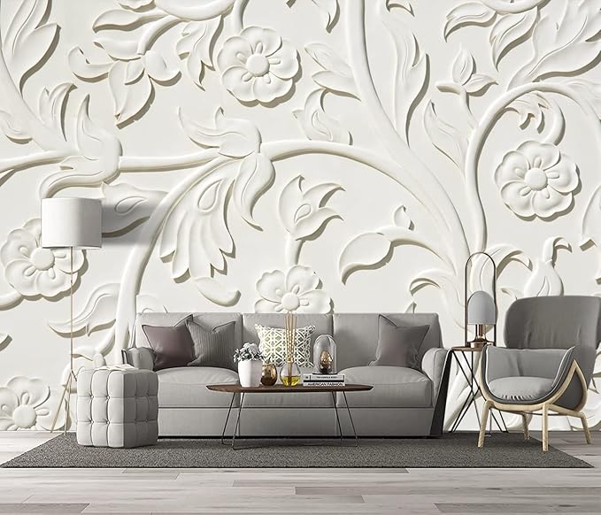 3D Relief Flower Wallpaper Bedroom Modern Flowers murals Trendy Office Decorative Living Room tv Background Large Wall Mural - 91"x65" Not Peel and Stick