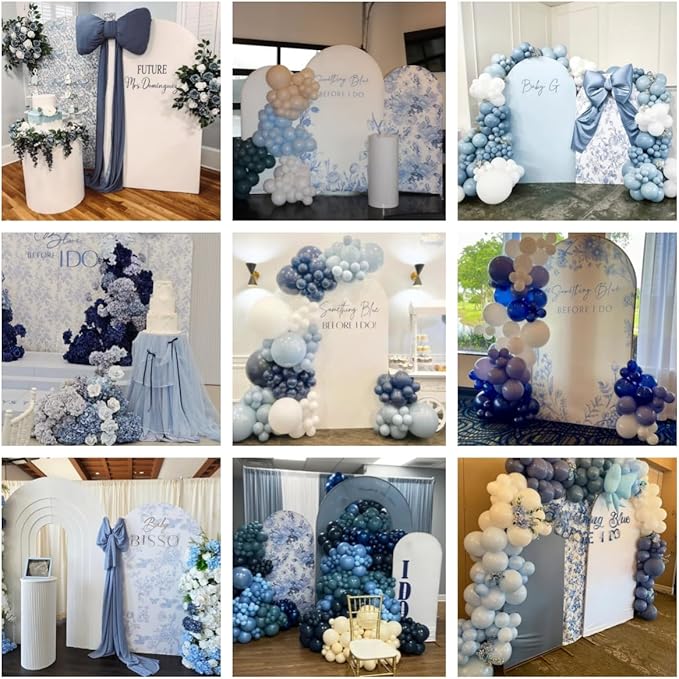Something Blue Before I Do Arch Backdrop Cover Wedding Bridal Shower Bride to be Toile Party Arch Fabric Cover Blue Bloom Floral Baby Shower Decors (3X5ft,4285)