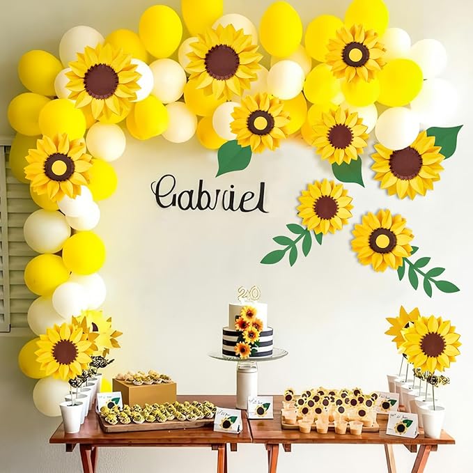 11PCS Paper Flowers Decorations for Wall,Spring Artificial Sunflowers Bulletin Board Decoration 3D Paper Flowers Hanging for Party Wedding Baby Shower Tea Party Backdrop Decor