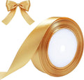 Gold Ribbon for Gift Wrapping, 1 inch Polyester Satin Hair Ribbons for Flower Bouquet, Weeding Decoration, Baby Shower, Crafts Bows Fabric Christmas Ribbon 25 Yards