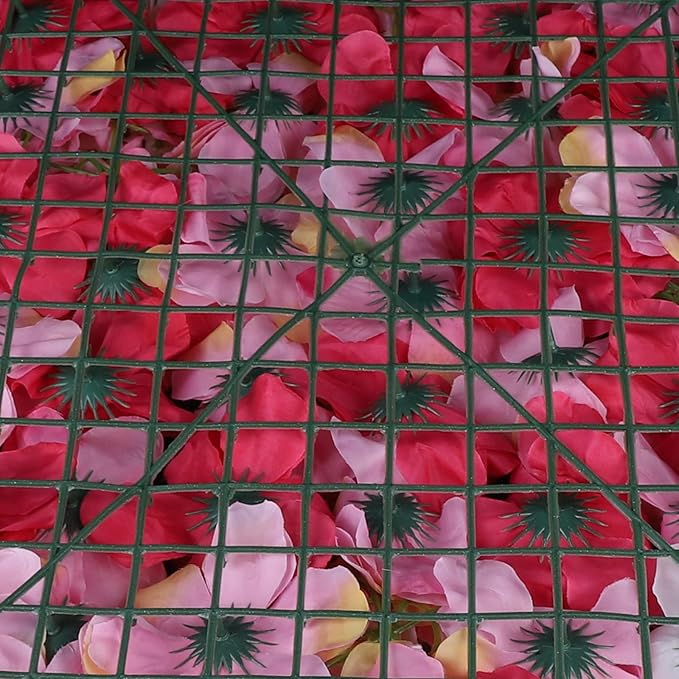 6Pcs 15.75"x 23.62"x 0.79" Artificial Flower Wall Panels,Flower Wall Mat Silk Flower Panels for Outdoor Garden Backyard Fence Fence Privacy Screen and Indoor Wall Decor (6Pcs Rose Red)