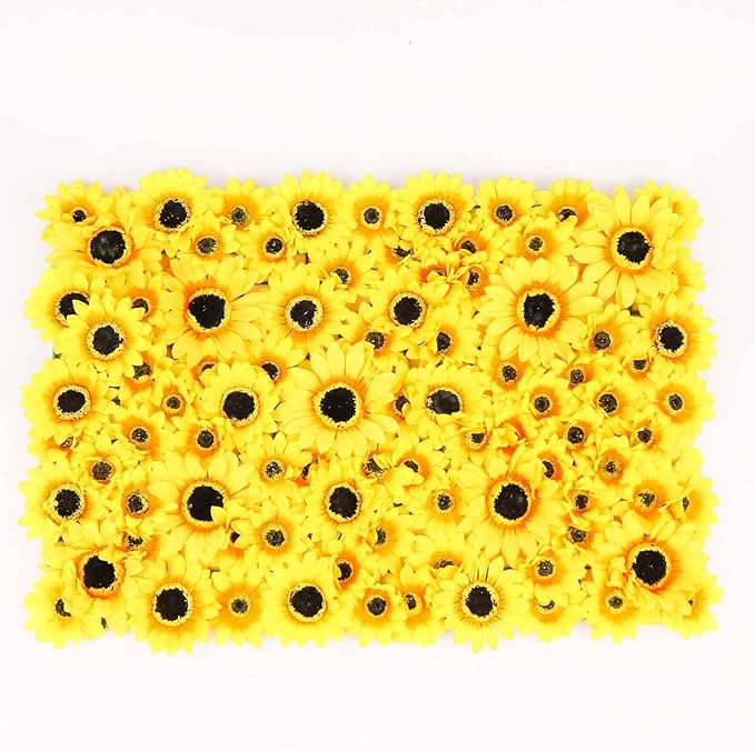 Efavormart 11 Sq ft. | 4 Panels Artificial Sunflower Wall Mat Backdrop, Flower Wall Decor, Indoor/Outdoor UV Protected