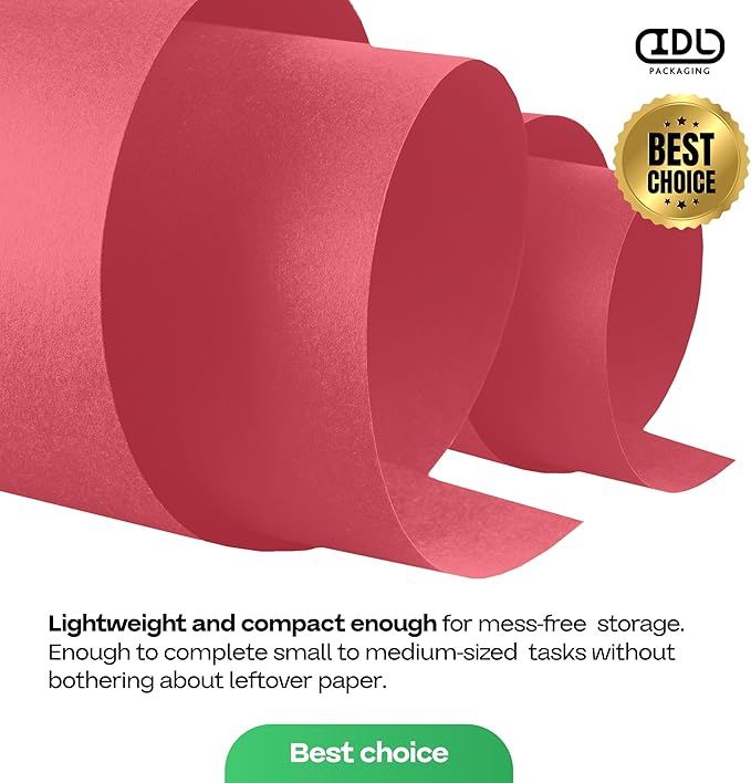 12" x 1200" (100 feet) Christmas Red Kraft Paper Roll - USA-Made Quality Craft Paper for Gift Wrapping, Kids' Arts & Crafts, School Projects - Natural Material 50lb Thickness by IDL Packaging