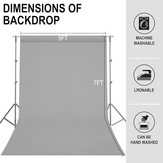 GFCC Grey Backdrop - 5FTX7FT Grey Photo Backdrop for Photoshoot Background for Photography Screen Video Recording Picture Background