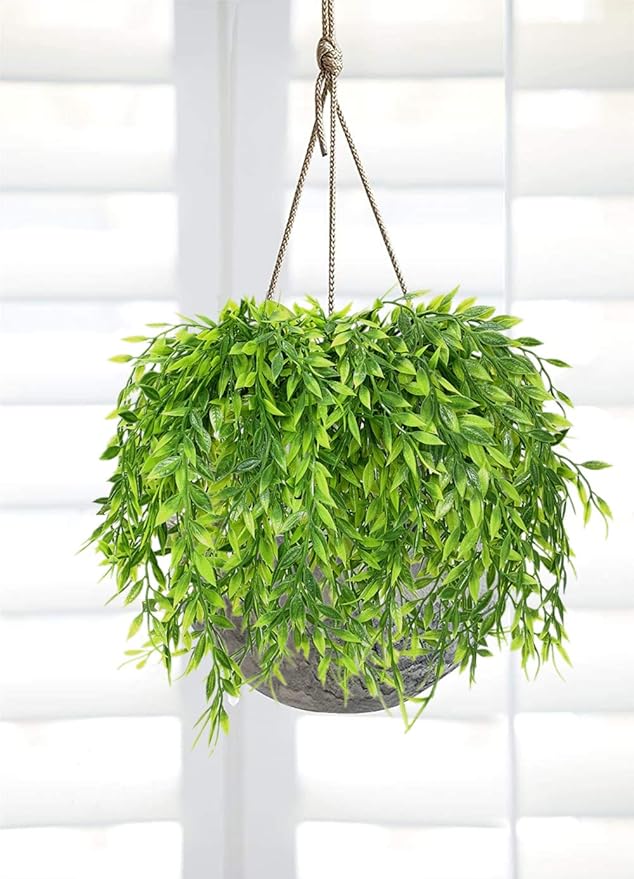 PASYOU Artificial Willow, Plastic Plants Greenery Leaves Fake Hanging Vine Faux Ivy for Home Indoor Outdoor Garden Door Wall DIY Basket Planter Filler Wedding Party Decoration UV Resistant - 8 Pack