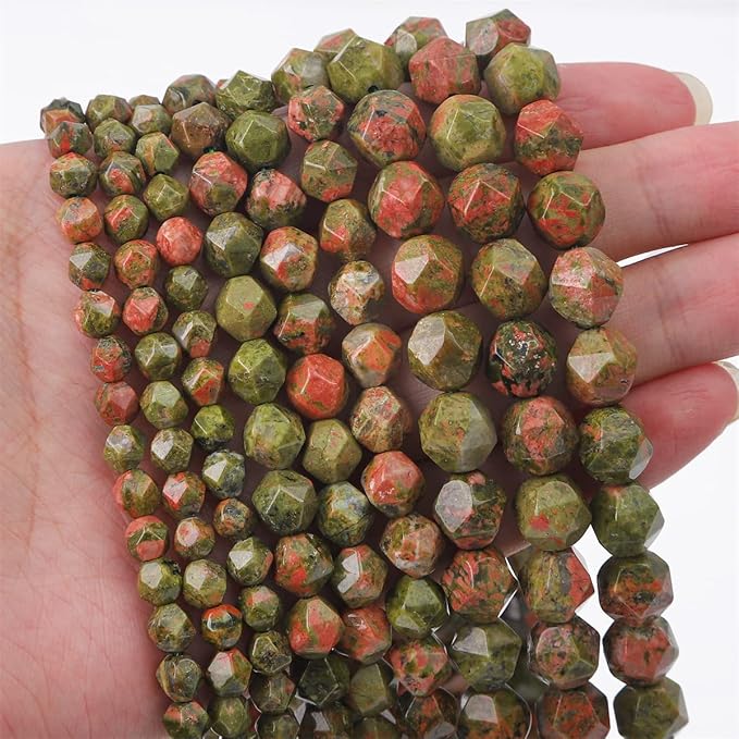 Faceted Natural Unakite Stone Round Beads 6mm 36cm/Strand for Jewelry Making