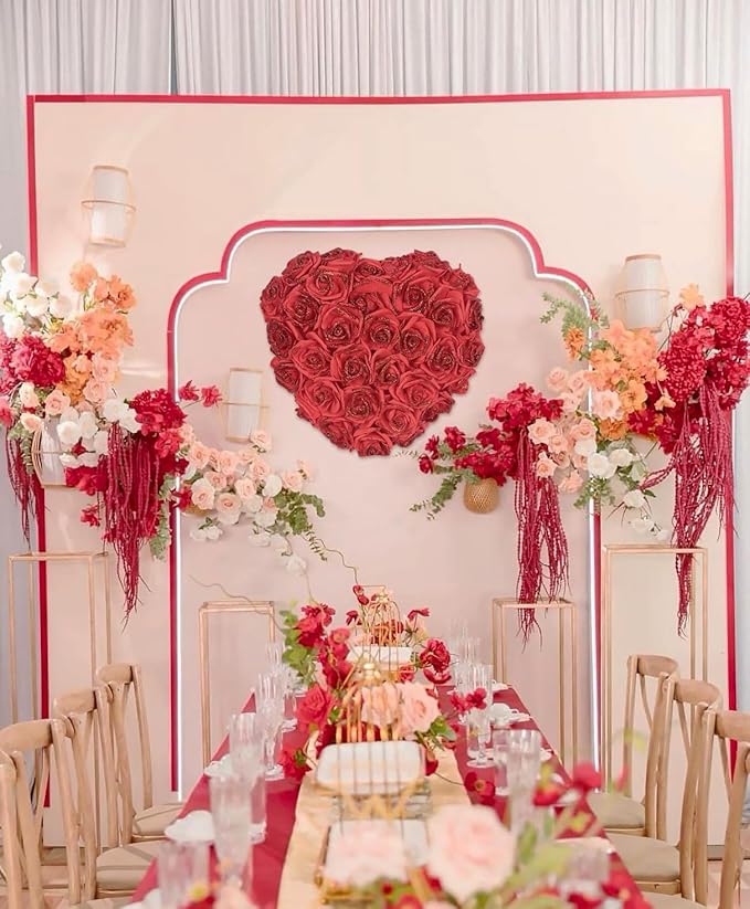 100pcs Red Glitter Roses 2.56" Artificial Red Roses Foam Glitter Flowers Fake Red Roses Faux Flowers for Bridal Shower Centerpieces DIY Wedding Flower Floral Arrangements (Red)