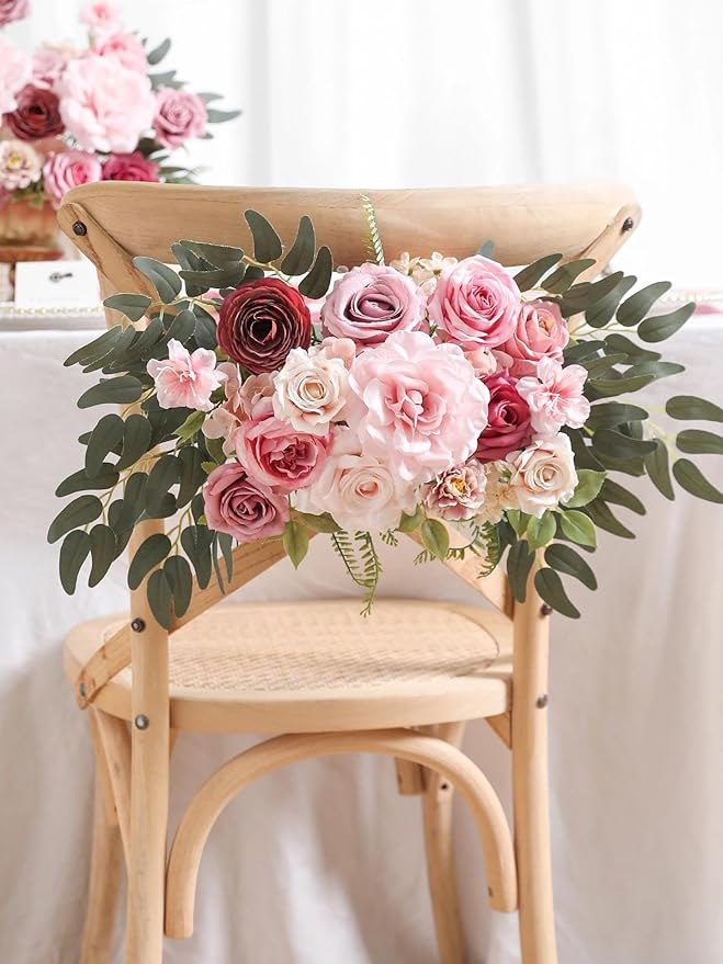 Artificial Flowers Combo Box Nude Pink Flowers Silk Fake Roses Dahlia with Stems for DIY Wedding Bridal Bouquets,Table Centerpieces,Cake Floral Arrangement,Baby Shower,Birthday Home Decor