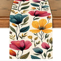 Watercolor Floral Table Runner – Elegant Red, Blue & Purple Blooms on Beige, 13x72 Inch Linen-Look Fabric for Dining Table, Kitchen, Spring & Summer Home Decor, Everyday Use