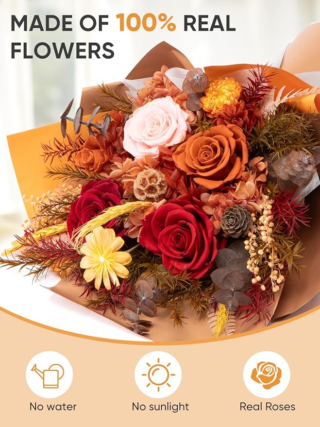 Flowers for Delivery Preserved Flower Fresh Bouquet Forever Flowers Birthday Gifts for Women Mom Anniversary Real Rose Gifts for Grandma Sister Wife Her from Daughter Home Wedding Decor