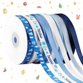6 Rolls Winter Blue Snowflake SnowmanChristmas Ribbon for Crafts Xmas Crafts Wreath DIY Making Supplies for Gift Wrapping Bow Decoration