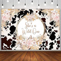 7x5ft She's a Wild One Backdrop for Girl 1st Birthday Party Decorations Holy Cow Highland Cattle Jungle Safari Rainforest Boho Floral Photography Background Bday Banner Photo Shoot Props