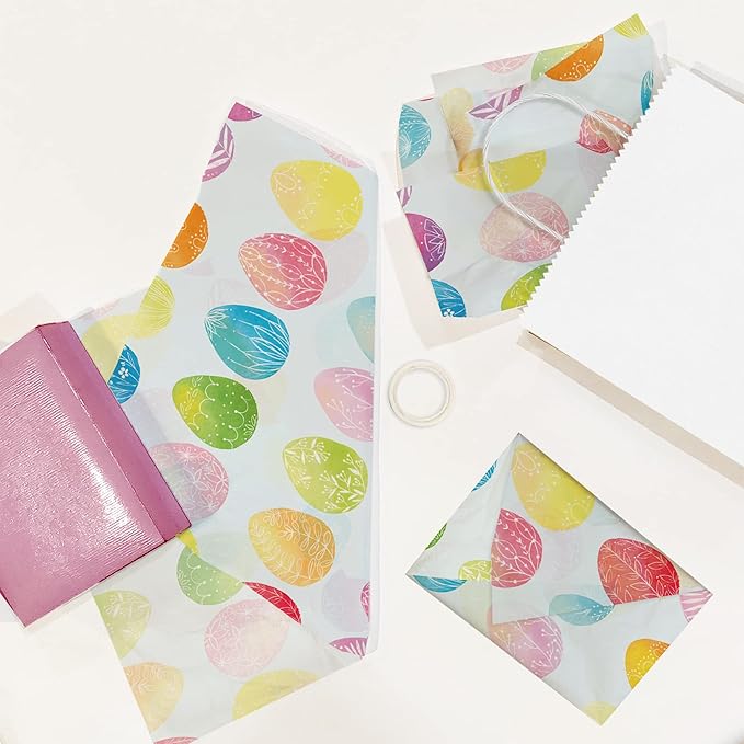Pro Supply Global Easter Eggs Printed Tissue Paper for Baskets Gift Bags or Boxes and Wrapping - Bulk Decorative Art Tissue Paper for Packaging and Gifting | 24 Sheets 20" x 30"