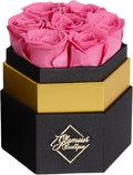 GLAMOUR BOUTIQUE Eternal Preserved Roses in a Box - Flowers Forever, Rose Forever in a Box for Wife, Birthday Gifts for Her, 7 Roses, Pink