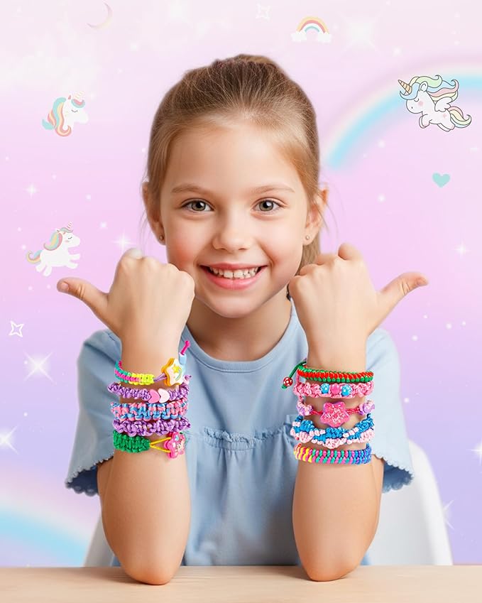 Caydo Bracelet Maker, Unicorn Friendship Bracelet Making Kit for Girls 8-12 Years Old Birthday Christmas Gifts, 2 in 1 Bracelet Keychain Kits for Kids DIY Arts and Crafts Toy for Ages 8+