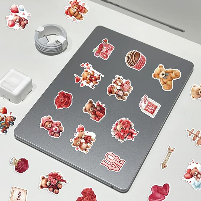100 Pcs Valentine's Day Stickers for DIY Scrapbook Decorative, Love Stickers Heart Stickers for Laptop Water Bottle Couple Daily Planner, Photo Album Card
