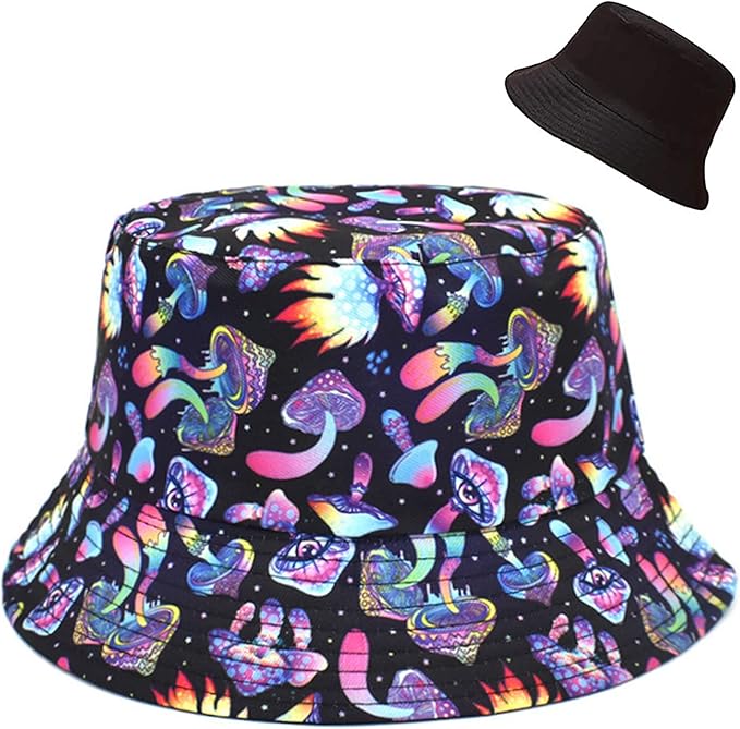 Malaxlx Unisex Bucket Hat Beach Sun Hat Aesthetic Fishing Hat for Men Women Teens, Reversible Double-Side-Wear